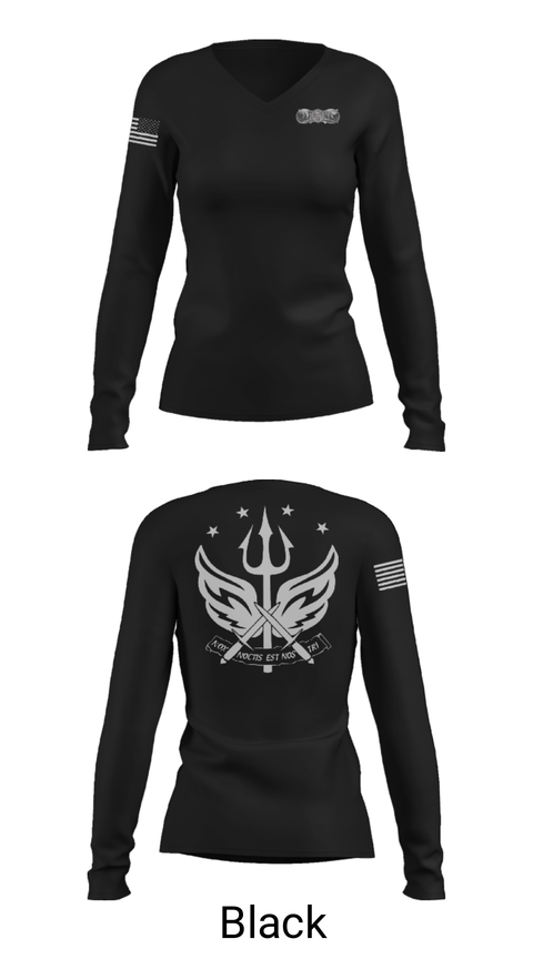 Women's Long Sleeve Vneck Shirt, Maritime Security Response Team, Coast Guard, Teamtime, Team time, sublimation, custom sports apparel, team uniforms, spirit wear, spiritwear, sports uniforms, custom shirts, team store, custom team store, fundraiser sports, apparel fundraiser