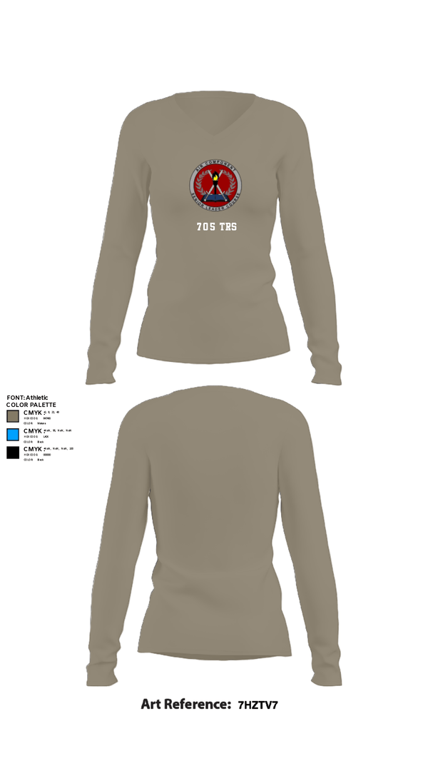Women's Long Sleeve Vneck Shirt, 705 TRS, Air Force, Teamtime, Team time, sublimation, custom sports apparel, team uniforms, spirit wear, spiritwear, sports uniforms, custom shirts, team store, custom team store, fundraiser sports, apparel fundraiser