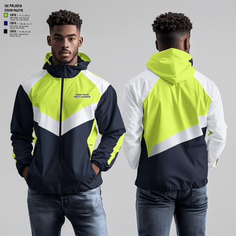 Windbreaker, Creek Youth Lacrosse, Men's Lacrosse, Teamtime, Team time, sublimation, custom sports apparel, team uniforms, spirit wear, spiritwear, sports uniforms, custom shirts, team store, custom team store, fundraiser sports, apparel fundraiser