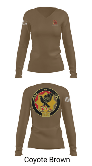 Womens Long Sleeve Vneck Shirt 1, D FST 8-1 CAV, Army, Teamtime, Team time, sublimation, custom sports apparel, team uniforms, spirit wear, spiritwear, sports uniforms, custom shirts, team store, custom team store, fundraiser sports, apparel fundraiser