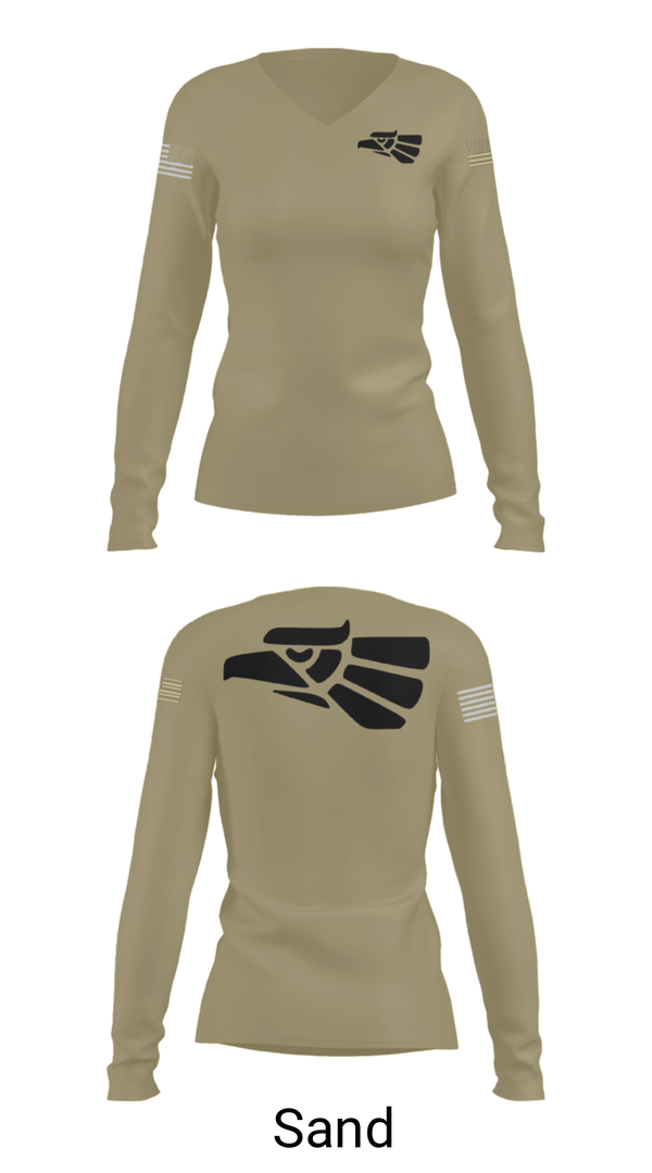 Women's Long Sleeve Vneck Shirt, 578th A Co, National Guard, Teamtime, Team time, sublimation, custom sports apparel, team uniforms, spirit wear, spiritwear, sports uniforms, custom shirts, team store, custom team store, fundraiser sports, apparel fundraiser