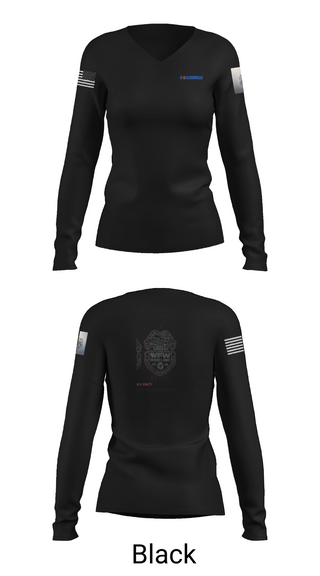Womens Long Sleeve Vneck Shirt, TN VFW, Army, Teamtime, Team time, sublimation, custom sports apparel, team uniforms, spirit wear, spiritwear, sports uniforms, custom shirts, team store, custom team store, fundraiser sports, apparel fundraiser