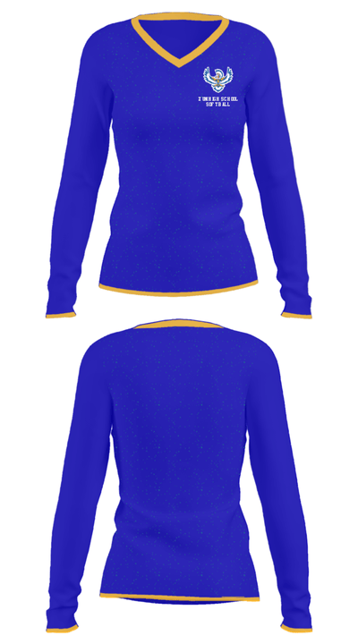 Zuni High School Softball 40526420 Women's Long Sleeve V-neck Shirt - 32