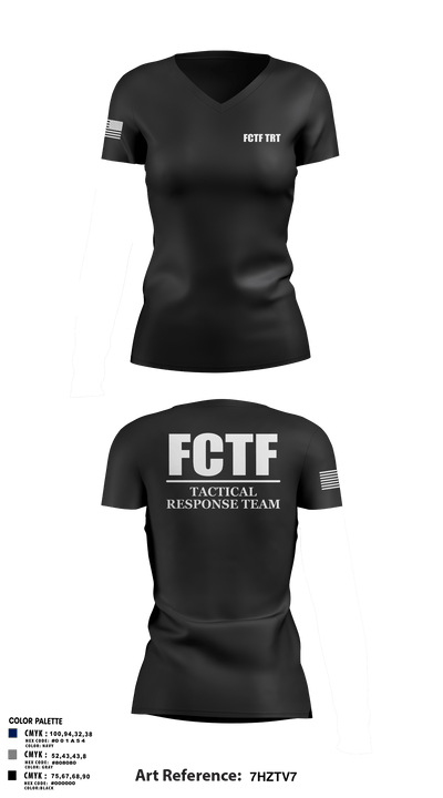 FCTF TRT 85087325 Women's Short Sleeve V-neck Shirt - 110