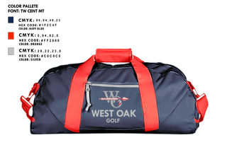 Duffle Bag, West Oak High School Golf, Golf, Teamtime, Team time, sublimation, custom sports apparel, team uniforms, spirit wear, spiritwear, sports uniforms, custom shirts, team store, custom team store, fundraiser sports, apparel fundraiser