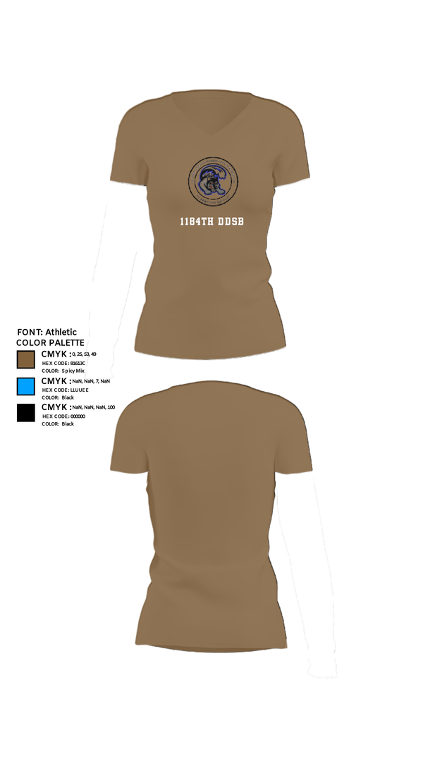 Womens Short Sleeve Vneck Shirt, 1184th DDSB, Army, Teamtime, Team time, sublimation, custom sports apparel, team uniforms, spirit wear, spiritwear, sports uniforms, custom shirts, team store, custom team store, fundraiser sports, apparel fundraiser