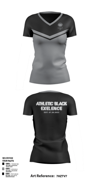 Womens Short Sleeve Vneck Shirt, Athletic black excellence 2, Spirit Store, Teamtime, Team time, sublimation, custom sports apparel, team uniforms, spirit wear, spiritwear, sports uniforms, custom shirts, team store, custom team store, fundraiser sports, apparel fundraiser