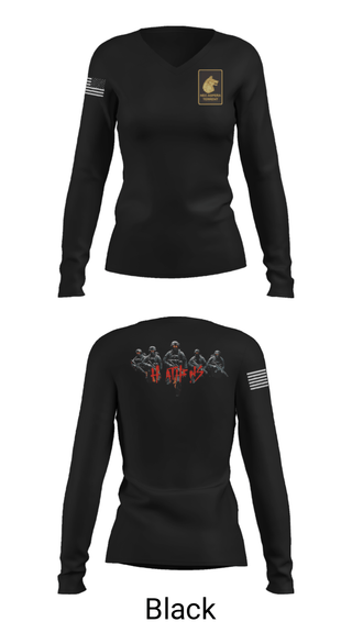 Women's Long Sleeve Vneck Shirt, Alpha Company  2-27, Army, Teamtime, Team time, sublimation, custom sports apparel, team uniforms, spirit wear, spiritwear, sports uniforms, custom shirts, team store, custom team store, fundraiser sports, apparel fundraiser