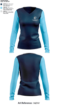 Dougherty Valley High School Badminton 26990606 Women's Long Sleeve V-neck Shirt - 1