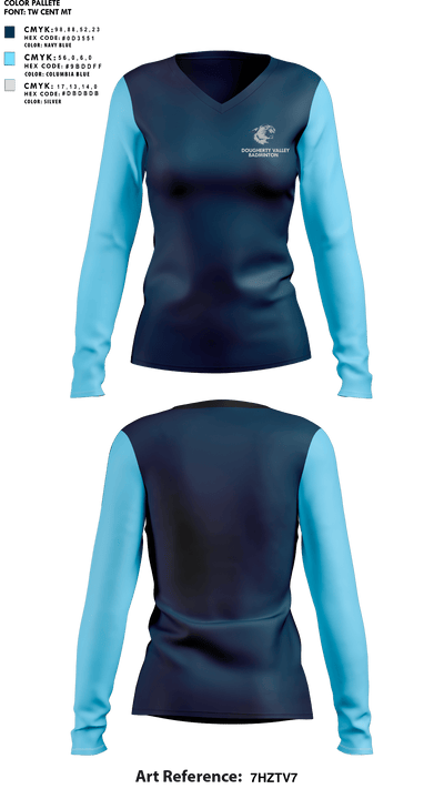 Dougherty Valley High School Badminton 26990606 Women's Long Sleeve V-neck Shirt - 1