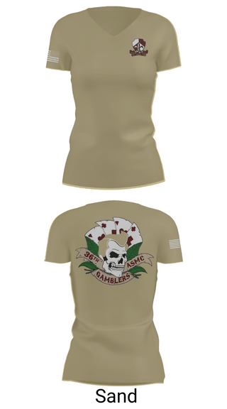 Womens Short Sleeve Vneck Shirt, Gamblers, Army, Teamtime, Team time, sublimation, custom sports apparel, team uniforms, spirit wear, spiritwear, sports uniforms, custom shirts, team store, custom team store, fundraiser sports, apparel fundraiser