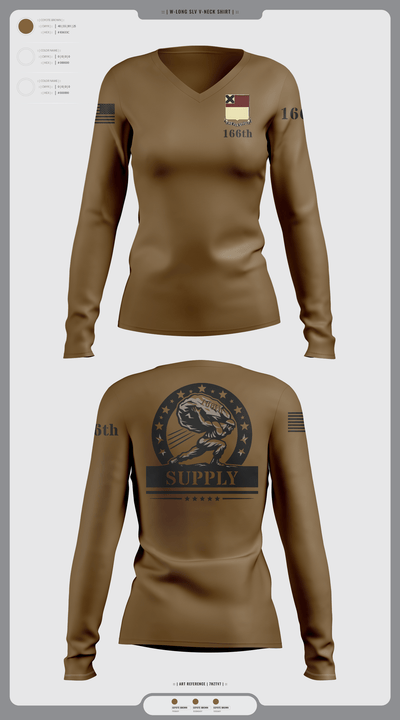 HHD 166th Regiment 4853273 Women's Long Sleeve V-neck Shirt - 2 (1)