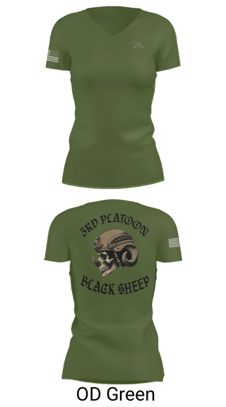 Women's Short Sleeve Vneck Shirt, 3rd PLT Black Sheep, Army, Teamtime, Team time, sublimation, custom sports apparel, team uniforms, spirit wear, spiritwear, sports uniforms, custom shirts, team store, custom team store, fundraiser sports, apparel fundraiser
