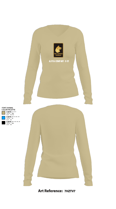 Alpha Company  2-27 48035421 Women's Long Sleeve V-neck Shirt - 82