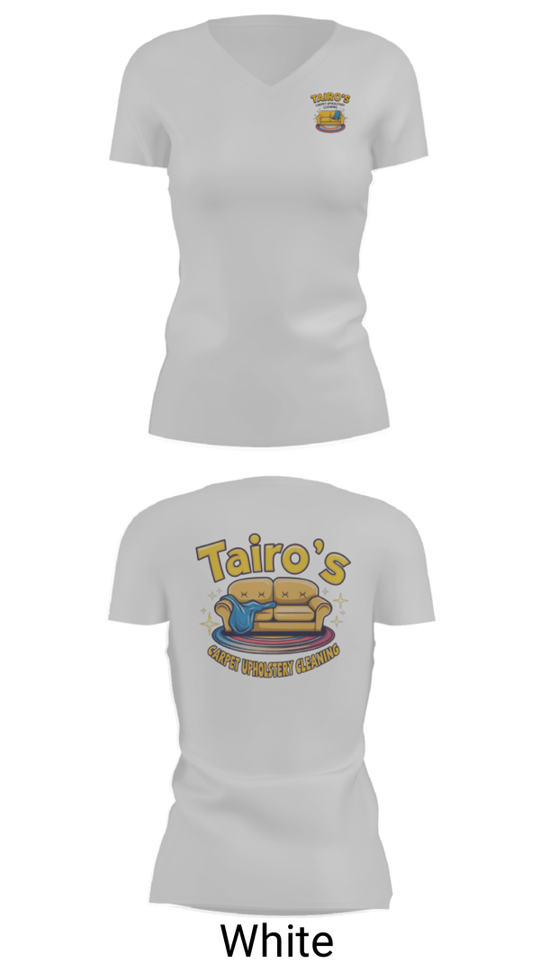 Womens Short Sleeve Vneck Shirt, Tairo’s Carpet & Upholstery Cleaning, , Teamtime, Team time, sublimation, custom sports apparel, team uniforms, spirit wear, spiritwear, sports uniforms, custom shirts, team store, custom team store, fundraiser sports, apparel fundraiser