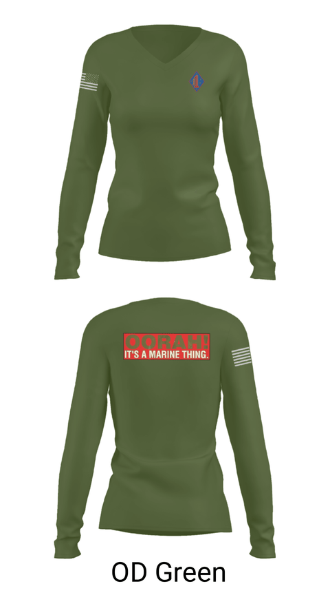 Women's Long Sleeve Vneck Shirt, 1st Marine Regiment, Marines, Teamtime, Team time, sublimation, custom sports apparel, team uniforms, spirit wear, spiritwear, sports uniforms, custom shirts, team store, custom team store, fundraiser sports, apparel fundraiser