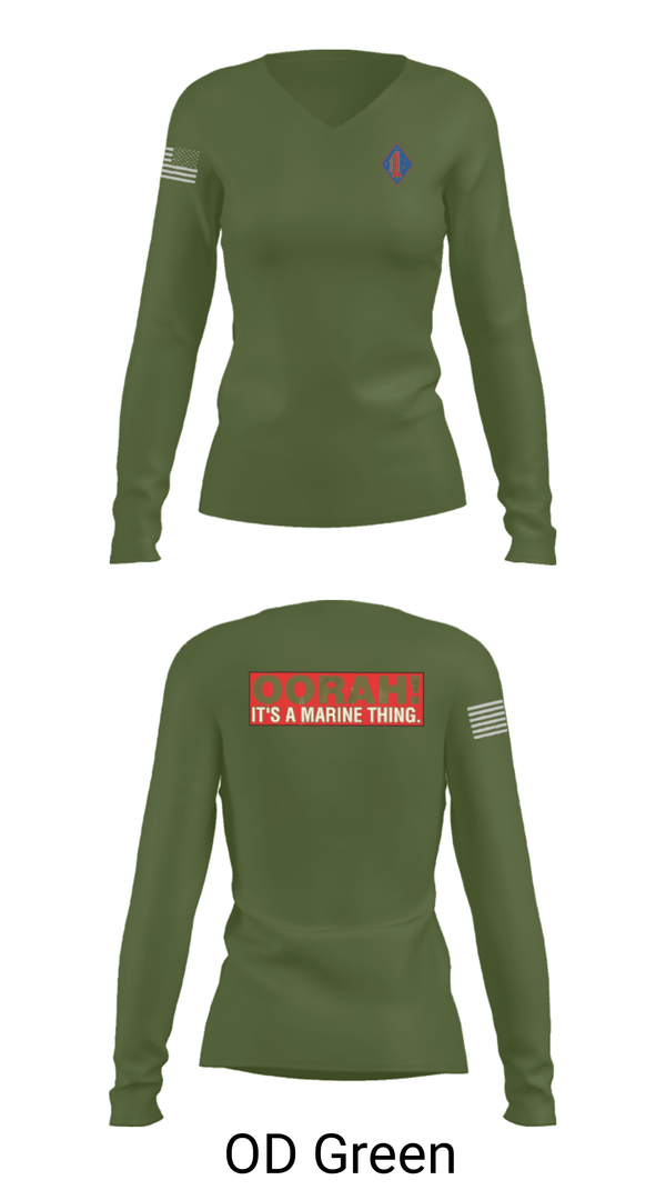 Women's Long Sleeve Vneck Shirt, 1st Marine Regiment, Marines, Teamtime, Team time, sublimation, custom sports apparel, team uniforms, spirit wear, spiritwear, sports uniforms, custom shirts, team store, custom team store, fundraiser sports, apparel fundraiser