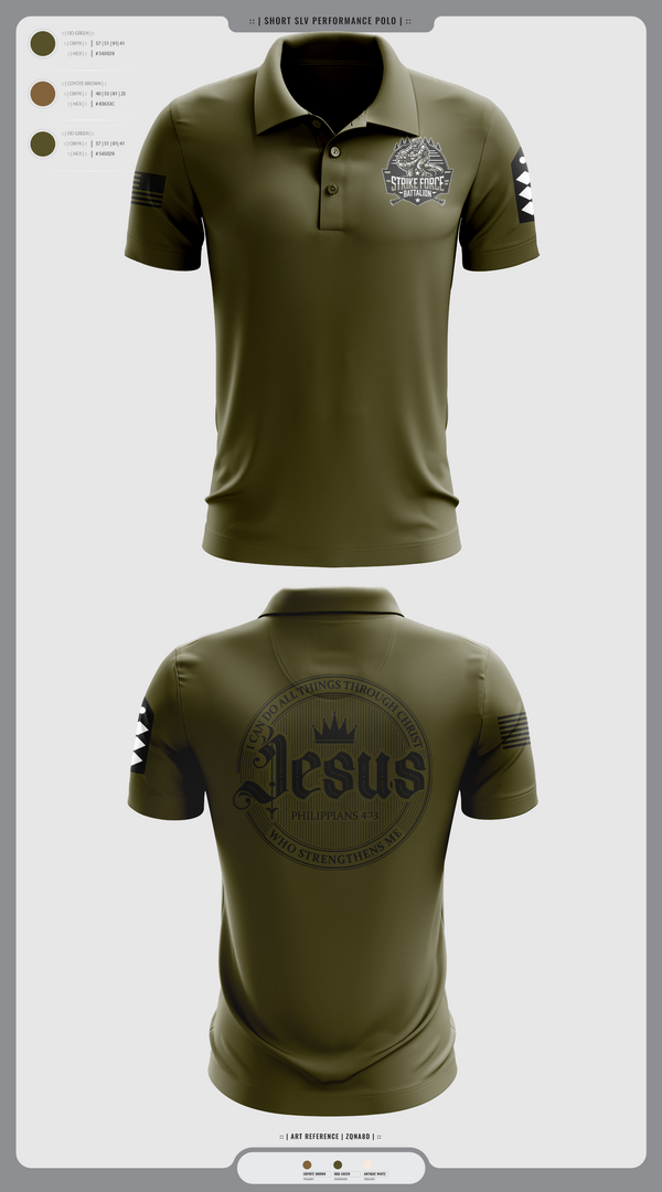 Short Sleeve Performance Polo, Strike force Battalion, Army, Teamtime, Team time, sublimation, custom sports apparel, team uniforms, spirit wear, spiritwear, sports uniforms, custom shirts, team store, custom team store, fundraiser sports, apparel fundraiser