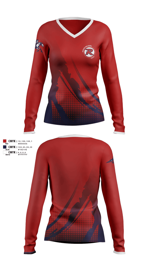 Womens Long Sleeve Vneck Shirt, Richland High School Dance, Spirit Store, Teamtime, Team time, sublimation, custom sports apparel, team uniforms, spirit wear, spiritwear, sports uniforms, custom shirts, team store, custom team store, fundraiser sports, apparel fundraiser