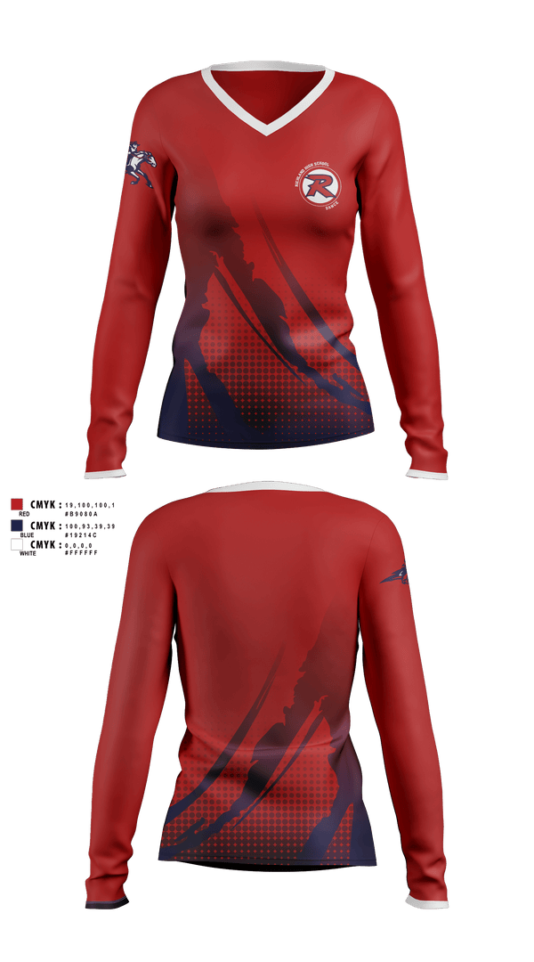 Womens Long Sleeve Vneck Shirt, Richland High School Dance, Spirit Store, Teamtime, Team time, sublimation, custom sports apparel, team uniforms, spirit wear, spiritwear, sports uniforms, custom shirts, team store, custom team store, fundraiser sports, apparel fundraiser