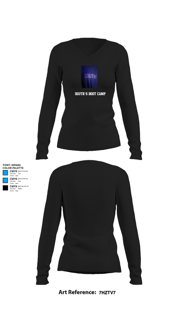 Womens Long Sleeve Vneck Shirt, South’s Boot Camp, , Teamtime, Team time, sublimation, custom sports apparel, team uniforms, spirit wear, spiritwear, sports uniforms, custom shirts, team store, custom team store, fundraiser sports, apparel fundraiser