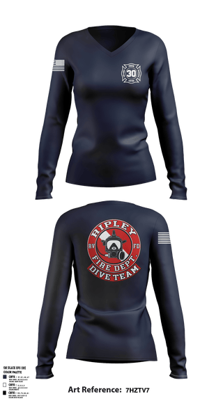 Womens Long Sleeve Vneck Shirt, Ripley vol. fire dept, Fire Department, Teamtime, Team time, sublimation, custom sports apparel, team uniforms, spirit wear, spiritwear, sports uniforms, custom shirts, team store, custom team store, fundraiser sports, apparel fundraiser