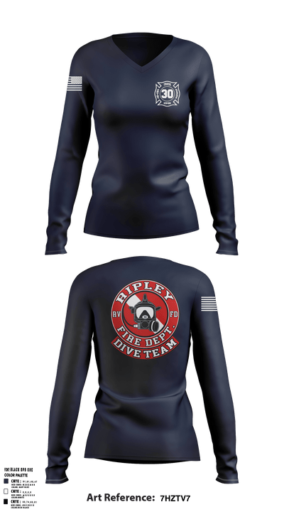 Ripley vol. fire dept 96046558 Women's Long Sleeve V-neck Shirt - 3