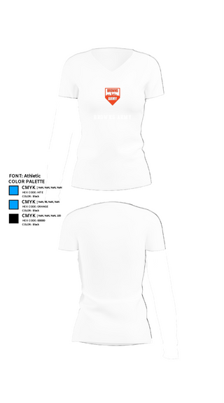 Womens Short Sleeve Vneck Shirt, BROWNS ARMY, , Teamtime, Team time, sublimation, custom sports apparel, team uniforms, spirit wear, spiritwear, sports uniforms, custom shirts, team store, custom team store, fundraiser sports, apparel fundraiser
