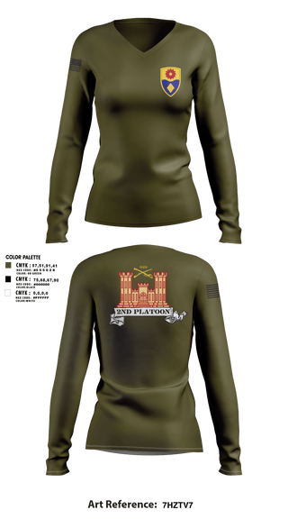Womens Long Sleeve Vneck Shirt, 649 ENG CO649 ENG CO649 EN CO, Army, Teamtime, Team time, sublimation, custom sports apparel, team uniforms, spirit wear, spiritwear, sports uniforms, custom shirts, team store, custom team store, fundraiser sports, apparel fundraiser