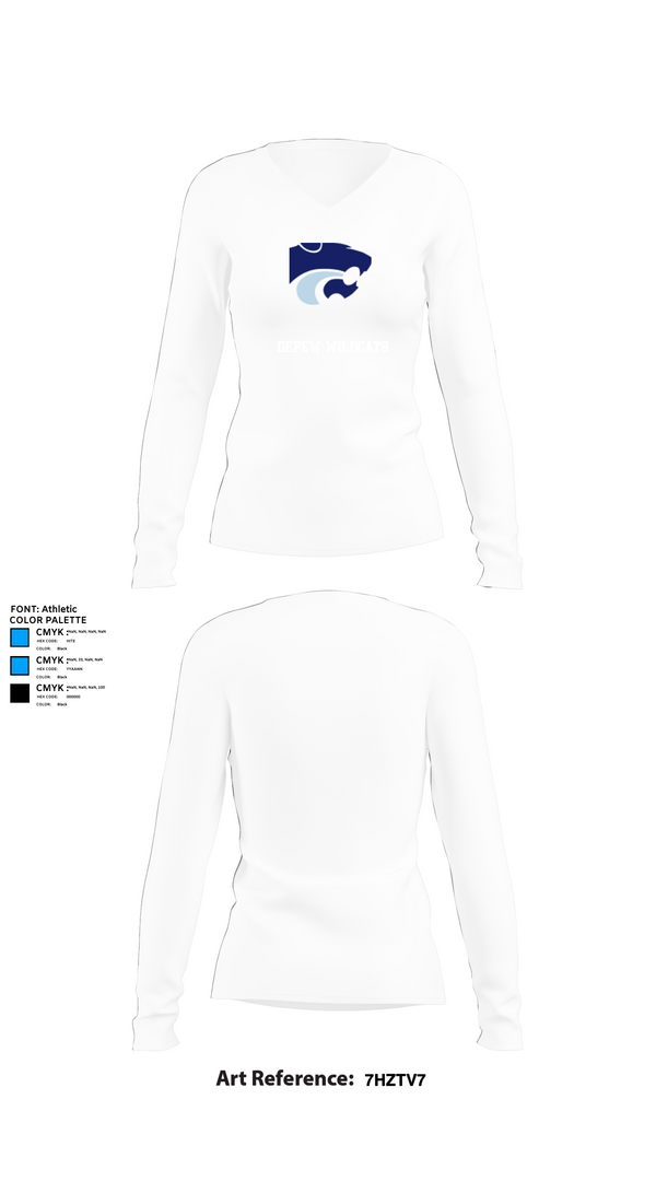 Womens Long Sleeve Vneck Shirt, DEPEW WILDCATS, Bowling, Teamtime, Team time, sublimation, custom sports apparel, team uniforms, spirit wear, spiritwear, sports uniforms, custom shirts, team store, custom team store, fundraiser sports, apparel fundraiser