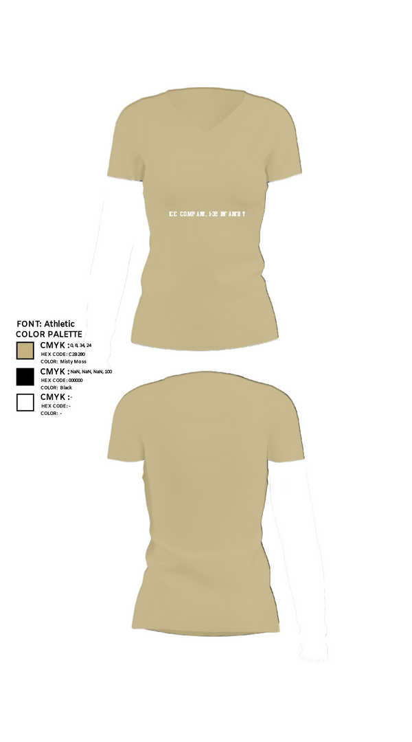 Womens Short Sleeve Vneck Shirt, Ice Company, 1-32 Infantry, Army, Teamtime, Team time, sublimation, custom sports apparel, team uniforms, spirit wear, spiritwear, sports uniforms, custom shirts, team store, custom team store, fundraiser sports, apparel fundraiser