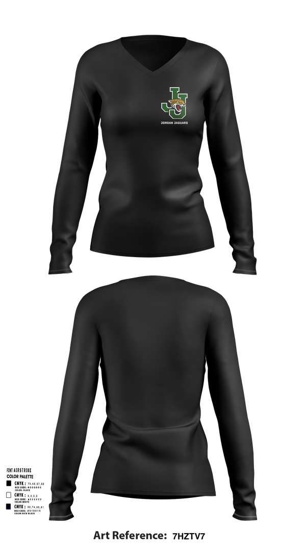 Womens Long Sleeve Vneck Shirt, Jordan Jaguars, Spirit Store, Teamtime, Team time, sublimation, custom sports apparel, team uniforms, spirit wear, spiritwear, sports uniforms, custom shirts, team store, custom team store, fundraiser sports, apparel fundraiser