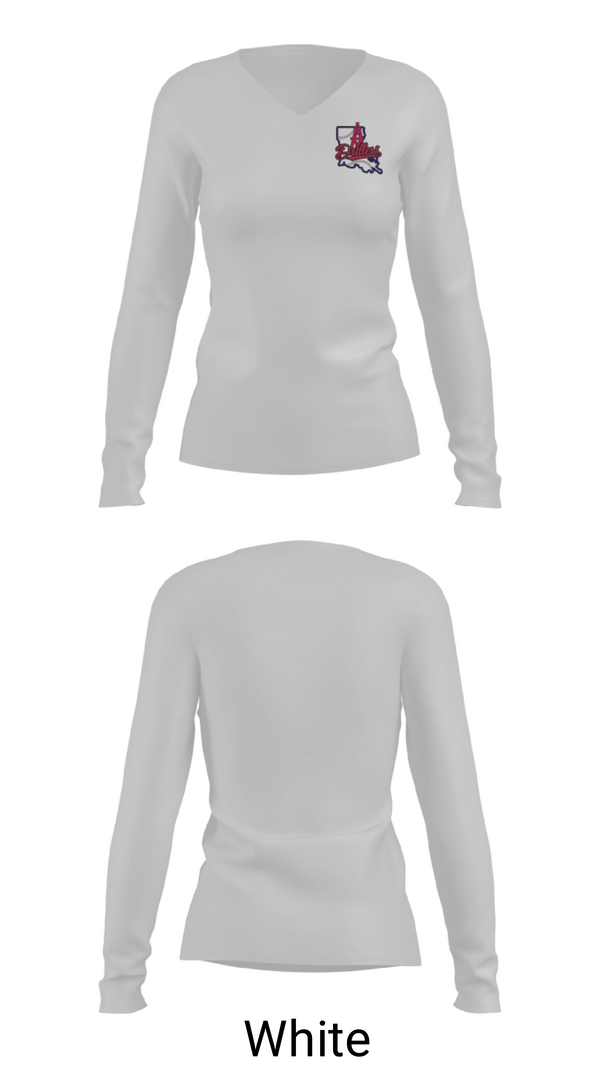 Women's Long Sleeve Vneck Shirt, La Drillers, Baseball, Teamtime, Team time, sublimation, custom sports apparel, team uniforms, spirit wear, spiritwear, sports uniforms, custom shirts, team store, custom team store, fundraiser sports, apparel fundraiser