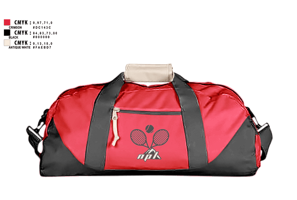 Duffle Bag, North Penn-Liberty Mounties, Tennis, Teamtime, Team time, sublimation, custom sports apparel, team uniforms, spirit wear, spiritwear, sports uniforms, custom shirts, team store, custom team store, fundraiser sports, apparel fundraiser
