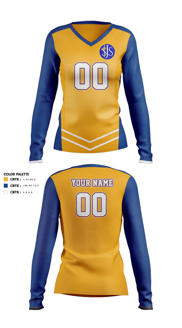 Women's Long Sleeve Vneck Shirt, St Joseph Catholic School Volleyball, Women's Volleyball, Teamtime, Team time, sublimation, custom sports apparel, team uniforms, spirit wear, spiritwear, sports uniforms, custom shirts, team store, custom team store, fundraiser sports, apparel fundraiser
