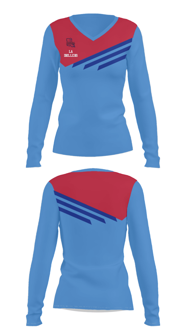 Women's Long Sleeve Vneck Shirt, La Drillers, Baseball, Teamtime, Team time, sublimation, custom sports apparel, team uniforms, spirit wear, spiritwear, sports uniforms, custom shirts, team store, custom team store, fundraiser sports, apparel fundraiser