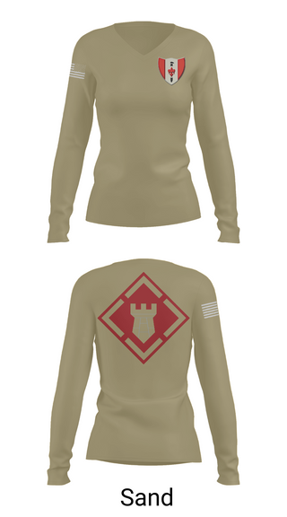 Womens Long Sleeve Vneck Shirt, 46th Engineer Battalion, Army, Teamtime, Team time, sublimation, custom sports apparel, team uniforms, spirit wear, spiritwear, sports uniforms, custom shirts, team store, custom team store, fundraiser sports, apparel fundraiser