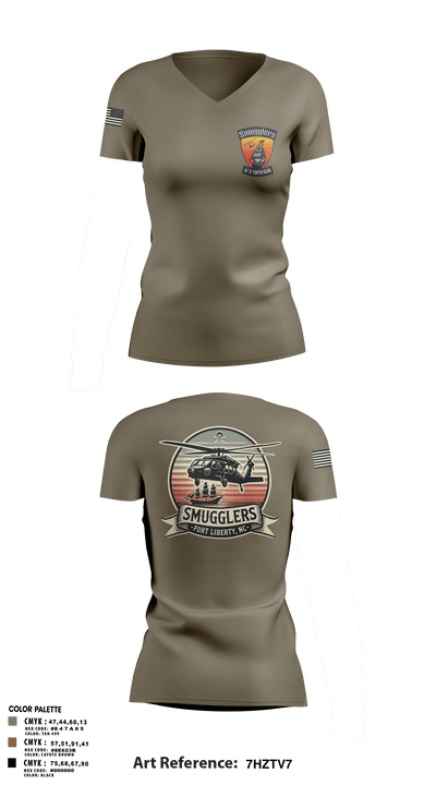 A/2135th GSAB “SMUGGLERS” 66831514 Women's Short Sleeve V-neck Shirt - 114