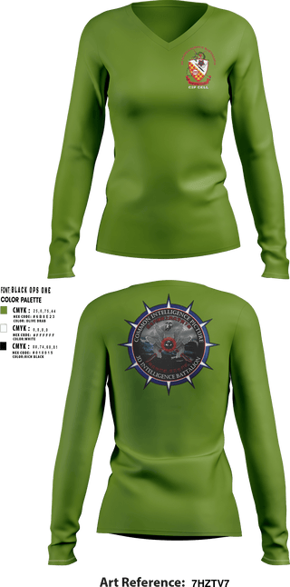Women's Long Sleeve Vneck Shirt, 3rd Intelligence Battalion, Marines, Teamtime, Team time, sublimation, custom sports apparel, team uniforms, spirit wear, spiritwear, sports uniforms, custom shirts, team store, custom team store, fundraiser sports, apparel fundraiser
