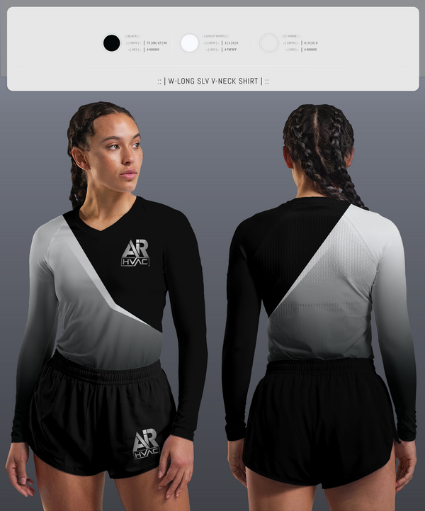 Womens Long Sleeve Vneck Shirt, AIR HVAC, , Teamtime, Team time, sublimation, custom sports apparel, team uniforms, spirit wear, spiritwear, sports uniforms, custom shirts, team store, custom team store, fundraiser sports, apparel fundraiser