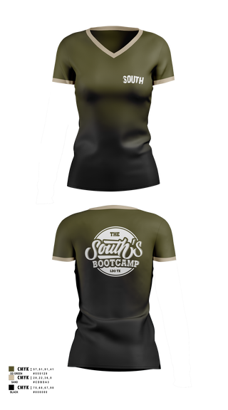 Womens Short Sleeve Vneck Shirt, South’s Boot Camp, , Teamtime, Team time, sublimation, custom sports apparel, team uniforms, spirit wear, spiritwear, sports uniforms, custom shirts, team store, custom team store, fundraiser sports, apparel fundraiser