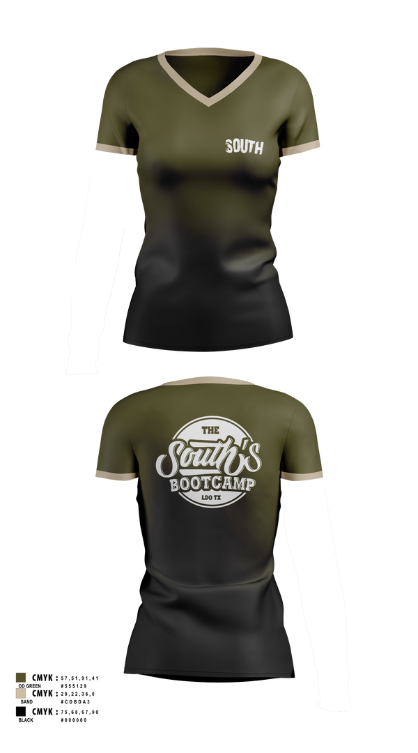 Womens Short Sleeve Vneck Shirt, South’s Boot Camp, , Teamtime, Team time, sublimation, custom sports apparel, team uniforms, spirit wear, spiritwear, sports uniforms, custom shirts, team store, custom team store, fundraiser sports, apparel fundraiser