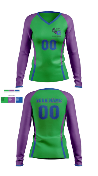 Women's Long Sleeve Vneck Shirt, James N Gamble Montessori Junior High School Volleyball, Women's Volleyball, Teamtime, Team time, sublimation, custom sports apparel, team uniforms, spirit wear, spiritwear, sports uniforms, custom shirts, team store, custom team store, fundraiser sports, apparel fundraiser