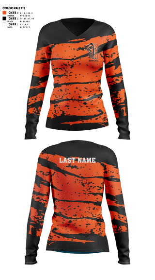 Womens Long Sleeve Vneck Shirt, Rome Free Academy Bowling, Bowling, Teamtime, Team time, sublimation, custom sports apparel, team uniforms, spirit wear, spiritwear, sports uniforms, custom shirts, team store, custom team store, fundraiser sports, apparel fundraiser