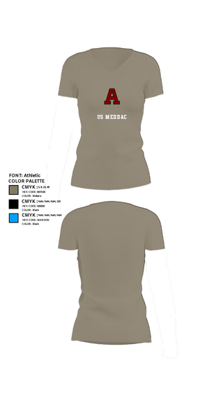 Women's Short Sleeve Vneck Shirt, US MEDDAC, Army, Teamtime, Team time, sublimation, custom sports apparel, team uniforms, spirit wear, spiritwear, sports uniforms, custom shirts, team store, custom team store, fundraiser sports, apparel fundraiser