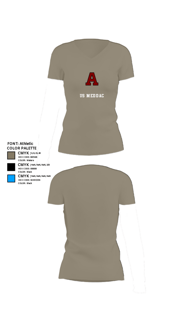 Women's Short Sleeve Vneck Shirt, US MEDDAC, Army, Teamtime, Team time, sublimation, custom sports apparel, team uniforms, spirit wear, spiritwear, sports uniforms, custom shirts, team store, custom team store, fundraiser sports, apparel fundraiser