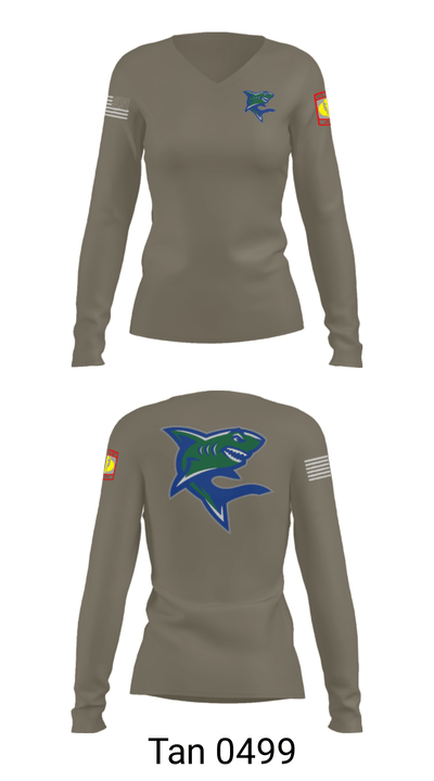 Bullshark Battalion 90693069 Women's Long Sleeve V-neck Shirt - 77