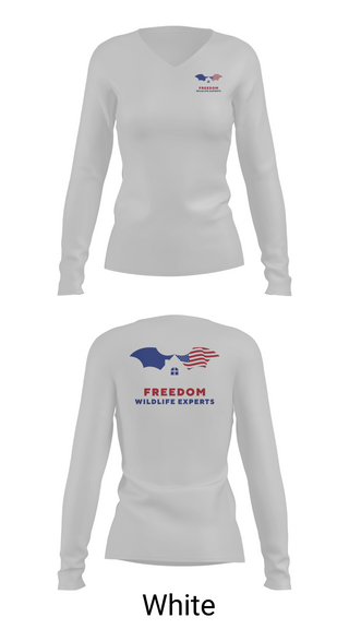 Womens Long Sleeve Vneck Shirt, FREEDOM WILDLIFE EXPERTS, , Teamtime, Team time, sublimation, custom sports apparel, team uniforms, spirit wear, spiritwear, sports uniforms, custom shirts, team store, custom team store, fundraiser sports, apparel fundraiser