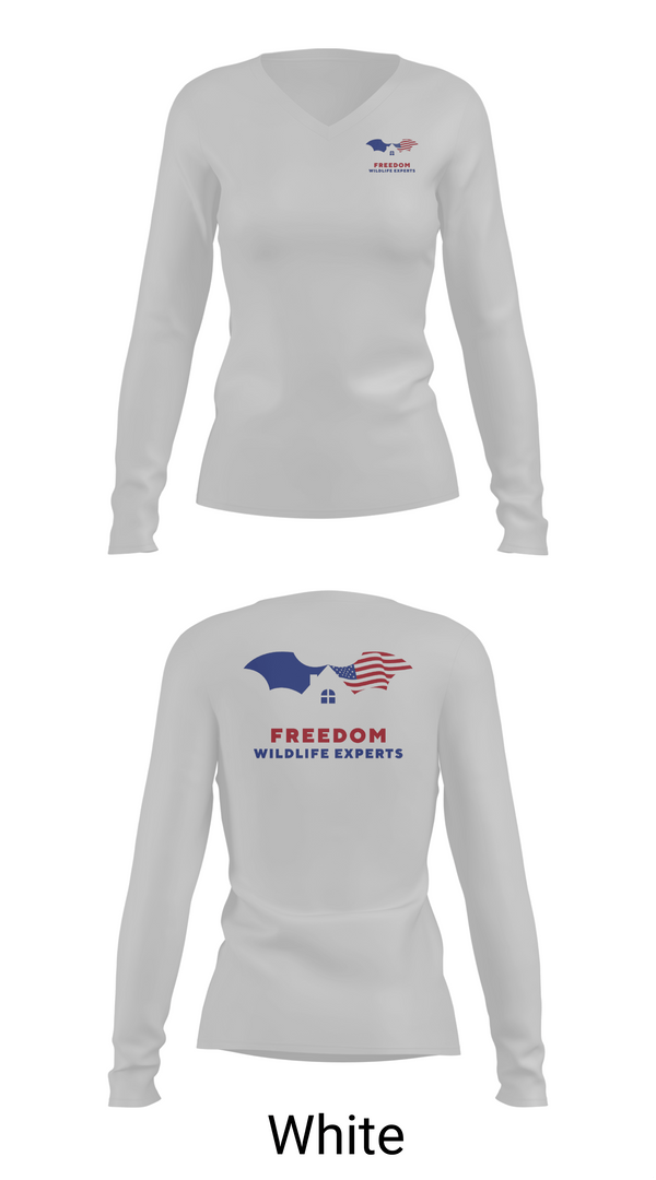 Womens Long Sleeve Vneck Shirt, FREEDOM WILDLIFE EXPERTS, , Teamtime, Team time, sublimation, custom sports apparel, team uniforms, spirit wear, spiritwear, sports uniforms, custom shirts, team store, custom team store, fundraiser sports, apparel fundraiser
