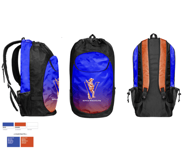 Gear Bag, Bowie, Wrestling, Teamtime, Team time, sublimation, custom sports apparel, team uniforms, spirit wear, spiritwear, sports uniforms, custom shirts, team store, custom team store, fundraiser sports, apparel fundraiser
